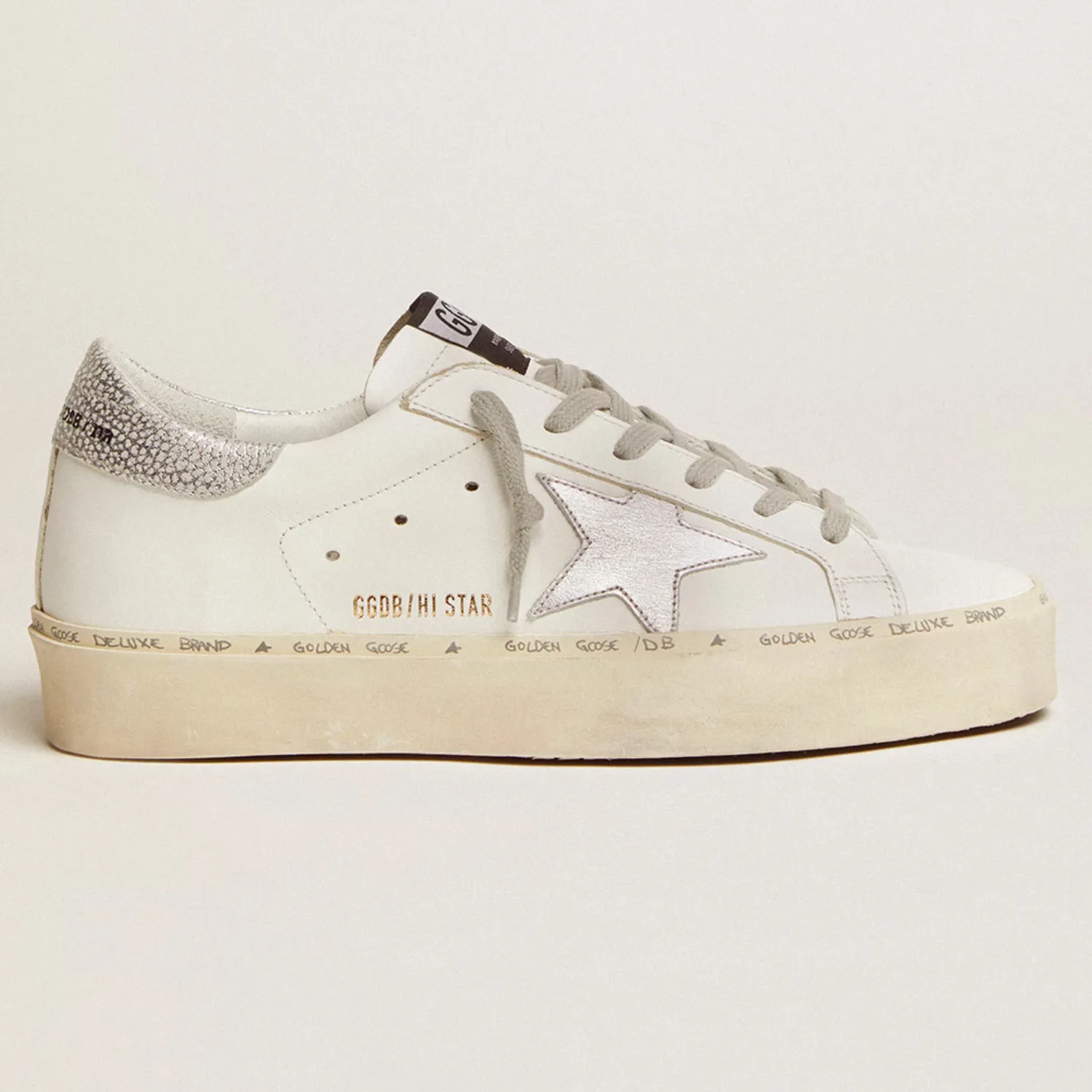 Golden Goose Hi Star Metallic Silver Heel - Main View