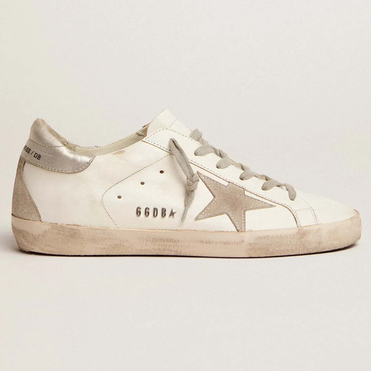 Women's Super-Star with silver heel tab front view